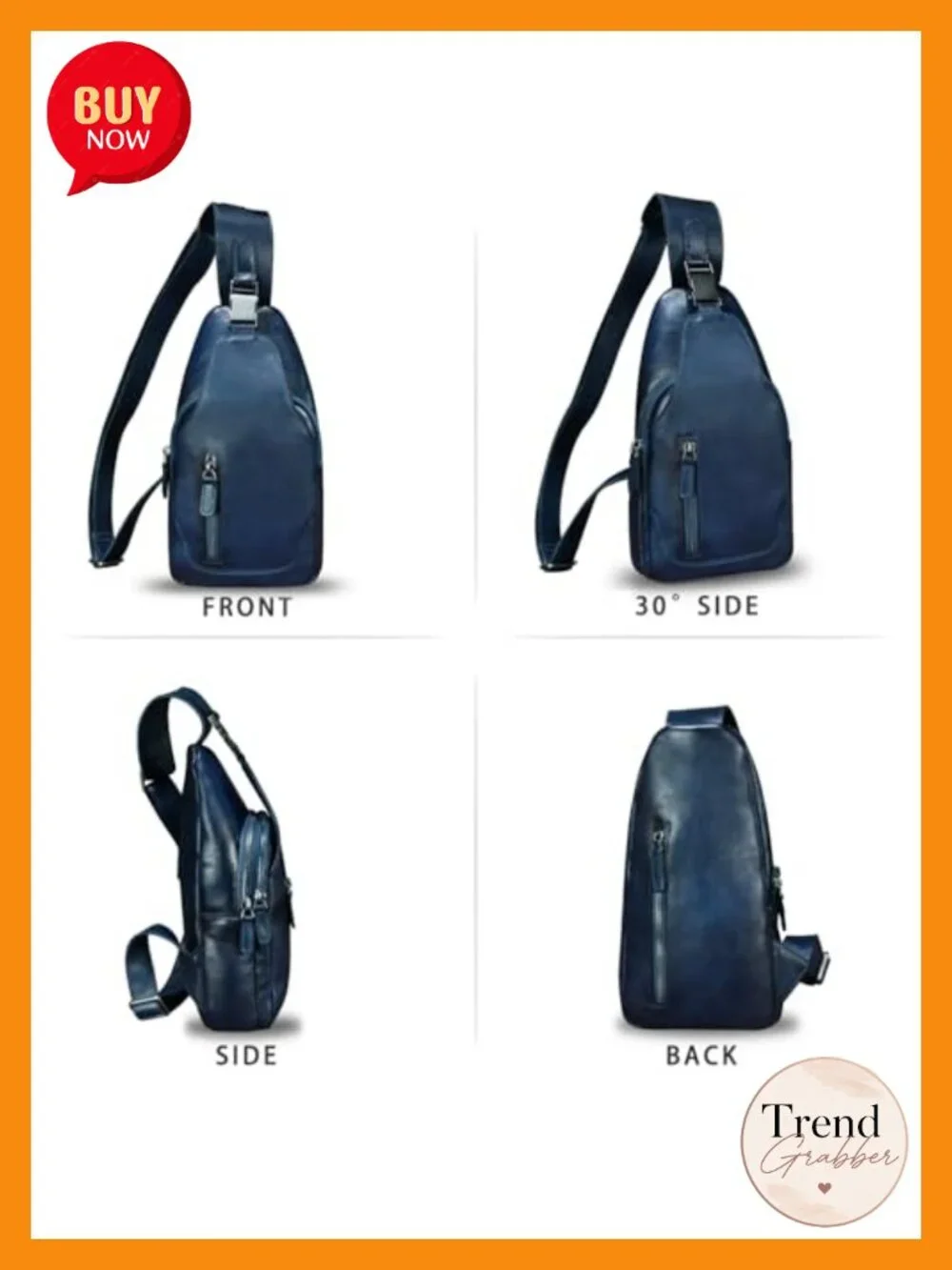 Genuine Leather Sling Bag Crossbody Backpack Shoulder Chest Purse